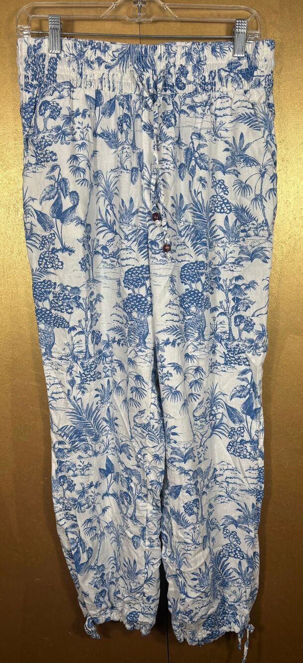 Nicole Miller linen blend printed linen pants size L